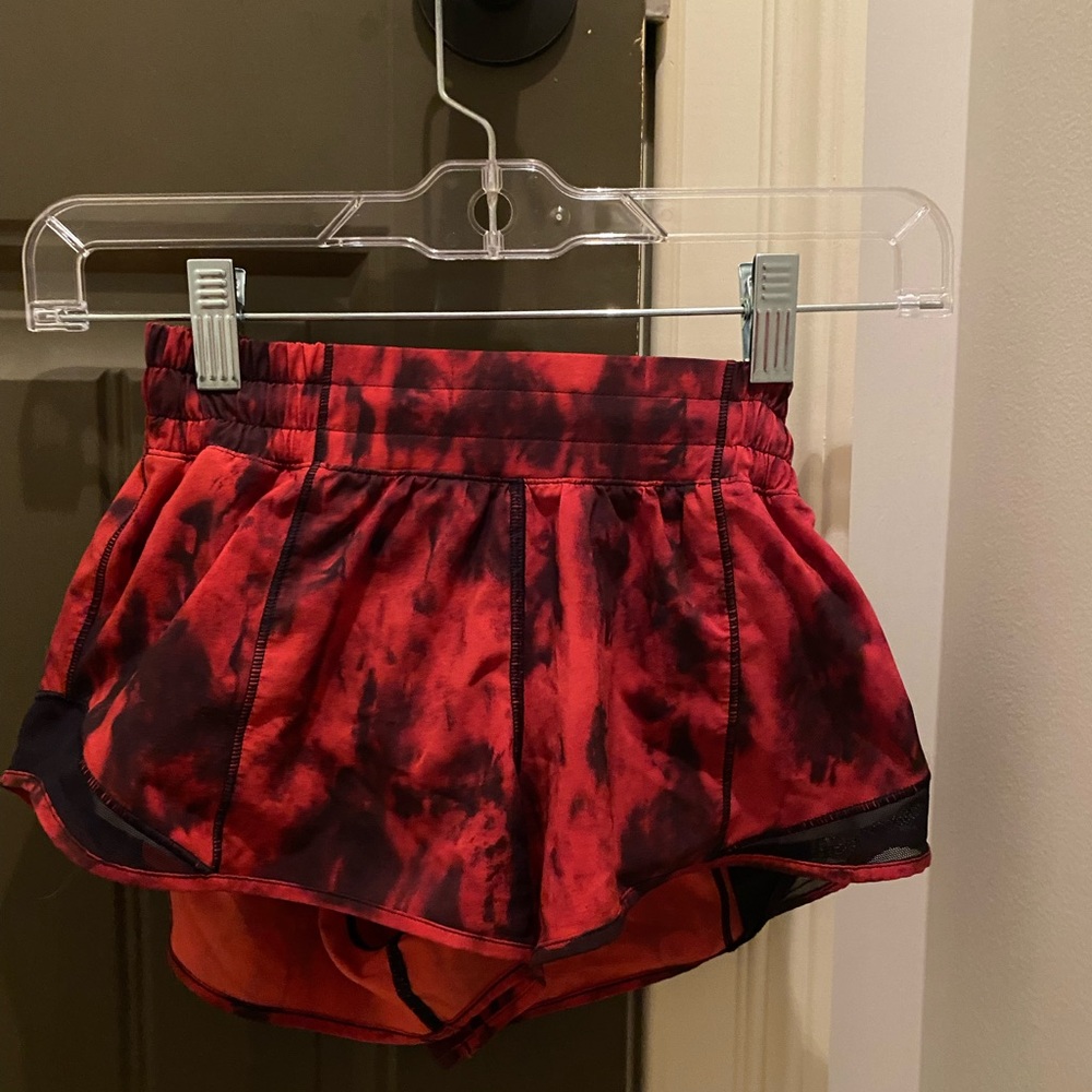 RARE RED AND BLACK TIE DYE LULULEMON SHORTS